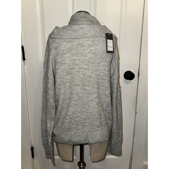 NEW WOOLEN BLOOM GRAY COWL TURTLENECK LONG SLEEVE SWEATER WOMENS SZ MEDIUM - Picture 3 of 5